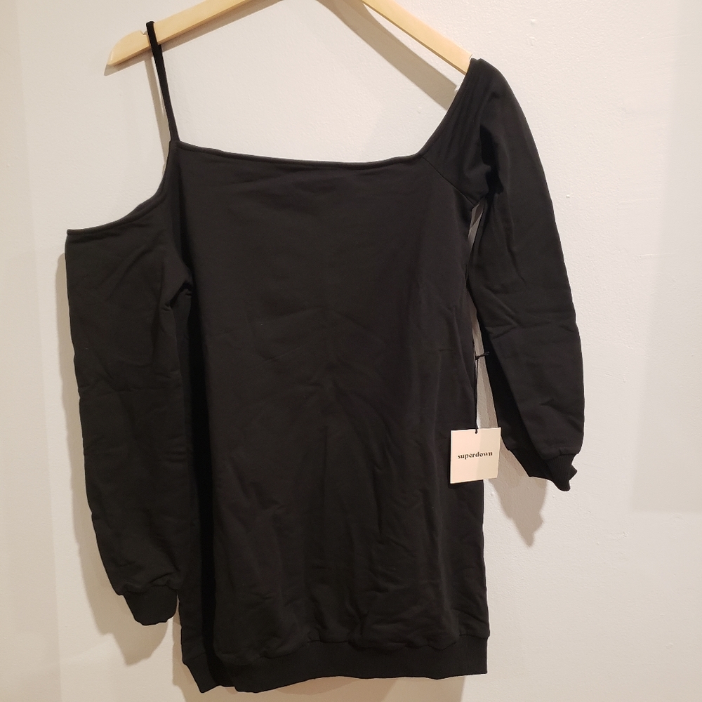 REVOLVE Superdown One Shoulder Strap Long Sleeve Mini Dress Size Small